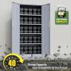imageGreenvelly Metal Storage Cabinet with Doors and ShelvesLockable Storage Cabinet for Office36White Metal Garage Cabinets for Home Office Garage Kitchen ShopDark Grey