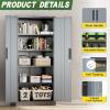 imageGreenvelly Metal Storage Cabinet with Doors and ShelvesLockable Storage Cabinet for Office36White Metal Garage Cabinets for Home Office Garage Kitchen ShopBlack Grey