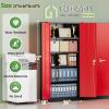 imageGreenvelly Metal Storage Cabinet with Doors and ShelvesLockable Storage Cabinet for Office36White Metal Garage Cabinets for Home Office Garage Kitchen ShopBlack Red