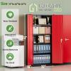 imageGreenvelly Metal Storage Cabinet with Doors and ShelvesLockable Storage Cabinet for Office36White Metal Garage Cabinets for Home Office Garage Kitchen ShopBlack Red