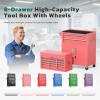 imageGreenvelly Metal Tool Chest8Drawer Rolling Tool Cart with Wheels2 in 1 Detachable Tool CabinetsTool BoxLiners and Locking System for GarageWarehouseWorkshop BarbershopBlackPink
