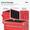 imageGreenvelly Metal Tool Chest8Drawer Rolling Tool Cart with Wheels2 in 1 Detachable Tool CabinetsTool BoxLiners and Locking System for GarageWarehouseWorkshop BarbershopBlackRed
