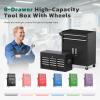 imageGreenvelly Metal Tool Chest8Drawer Rolling Tool Cart with Wheels2 in 1 Detachable Tool CabinetsTool BoxLiners and Locking System for GarageWarehouseWorkshop BarbershopBlackBlack