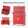 imageGreenvelly Metal Tool Chest8Drawer Rolling Tool Cart with Wheels2 in 1 Detachable Tool CabinetsTool BoxLiners and Locking System for GarageWarehouseWorkshop BarbershopBlackRed