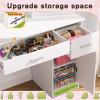 imageGreenvelly Vanity Desk with Mirrors and LightsWhite Vanity with Lighted Mirror and ChairMakeup Dressing Table with Drawers for WomenGirlBedroom