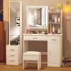 imageGreenvelly Vanity Desk with Mirrors and LightsWhite Vanity with Lighted Mirror and ChairMakeup Dressing Table with Drawers for WomenGirlBedroom