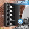 imageGreenvelly White Metal Storage Cabinet 72quot Steel Locking Cabinet with Doors and 4 Adjustable Shelves Tall Tool Storage for Home Office Metal Classroom Cabinet for GarageBlack