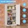 imageGreenvelly White Metal Storage Cabinet 72quot Steel Locking Cabinet with Doors and 4 Adjustable Shelves Tall Tool Storage for Home Office Metal Classroom Cabinet for GarageGrey