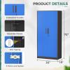 imageGreenvelly White Metal Storage Cabinet 72quot Steel Locking Cabinet with Doors and 4 Adjustable Shelves Tall Tool Storage for Home Office Metal Classroom Cabinet for GarageBlack Blue