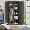 imageGreenvelly White Metal Storage Cabinet 72quot Steel Locking Cabinet with Doors and 4 Adjustable Shelves Tall Tool Storage for Home Office Metal Classroom Cabinet for GarageBlack