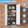 imageGreenvelly White Metal Storage Cabinet 72quot Steel Locking Cabinet with Doors and 4 Adjustable Shelves Tall Tool Storage for Home Office Metal Classroom Cabinet for GarageGrey White