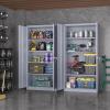 imageGreenvelly White Metal Storage Cabinet 72quot Steel Locking Cabinet with Doors and 4 Adjustable Shelves Tall Tool Storage for Home Office Metal Classroom Cabinet for GarageDark Grey