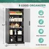 imageGreenvelly White Metal Storage Cabinet 72quot Steel Locking Cabinet with Doors and 4 Adjustable Shelves Tall Tool Storage for Home Office Metal Classroom Cabinet for GarageBlack Grey