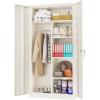 imageGreenvelly White Metal Storage Cabinet 72quot Steel Locking Cabinet with Doors and 4 Adjustable Shelves Tall Tool Storage for Home Office Metal Classroom Cabinet for GarageGrey