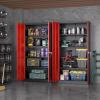 imageGreenvelly White Metal Storage Cabinet 72quot Steel Locking Cabinet with Doors and 4 Adjustable Shelves Tall Tool Storage for Home Office Metal Classroom Cabinet for GarageBlack Red
