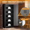 imageGreenvelly White Metal Storage Cabinet 72quot Steel Locking Cabinet with Doors and 4 Adjustable Shelves Tall Tool Storage for Home Office Metal Classroom Cabinet for GarageBlack