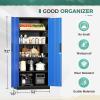 imageGreenvelly White Metal Storage Cabinet 72quot Steel Locking Cabinet with Doors and 4 Adjustable Shelves Tall Tool Storage for Home Office Metal Classroom Cabinet for GarageBlack Blue