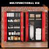 imageGreenvelly White Metal Storage Cabinet 72quot Steel Locking Cabinet with Doors and 4 Adjustable Shelves Tall Tool Storage for Home Office Metal Classroom Cabinet for GarageBlack Red