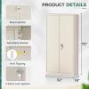imageGreenvelly White Metal Storage Cabinet 72quot Steel Locking Cabinet with Doors and 4 Adjustable Shelves Tall Tool Storage for Home Office Metal Classroom Cabinet for GarageGrey