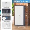 imageGreenvelly White Metal Storage Cabinet 72quot Steel Locking Cabinet with Doors and 4 Adjustable Shelves Tall Tool Storage for Home Office Metal Classroom Cabinet for GarageGrey White