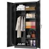 imageGreenvelly White Metal Storage Cabinet 72quot Steel Locking Cabinet with Doors and 4 Adjustable Shelves Tall Tool Storage for Home Office Metal Classroom Cabinet for GarageBlack