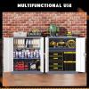 imageGreenvelly White Metal Storage Cabinet 72quot Steel Locking Cabinet with Doors and 4 Adjustable Shelves Tall Tool Storage for Home Office Metal Classroom Cabinet for GarageGrey White