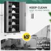 imageGreenvelly White Metal Storage Cabinet 72quot Steel Locking Cabinet with Doors and 4 Adjustable Shelves Tall Tool Storage for Home Office Metal Classroom Cabinet for GarageBlack Grey
