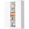 imageGreenvelly White Metal Storage Cabinet 72quot Steel Locking Cabinet with Doors and 4 Adjustable Shelves Tall Tool Storage for Home Office Metal Classroom Cabinet for GarageWhite
