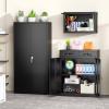 imageGreenvelly White Metal Storage Cabinet 72quot Steel Locking Cabinet with Doors and 4 Adjustable Shelves Tall Tool Storage for Home Office Metal Classroom Cabinet for GarageBlack