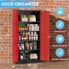 imageGreenvelly White Metal Storage Cabinet 72quot Steel Locking Cabinet with Doors and 4 Adjustable Shelves Tall Tool Storage for Home Office Metal Classroom Cabinet for GarageBlack Red