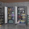 imageGreenvelly White Metal Storage Cabinet 72quot Steel Locking Cabinet with Doors and 4 Adjustable Shelves Tall Tool Storage for Home Office Metal Classroom Cabinet for GarageGrey White