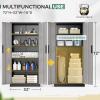 imageGreenvelly White Metal Storage Cabinet 72quot Steel Locking Cabinet with Doors and 4 Adjustable Shelves Tall Tool Storage for Home Office Metal Classroom Cabinet for GarageBlack Grey