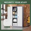 imageGreenvelly White Metal Storage Cabinet for Garage 72 Steel Locking Cabinet with Doors and 4 Shelves Tall Tool Organizer for Garage Systems Lockable File Storage for Home Office ClassroomGrey White