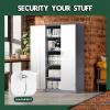 imageGreenvelly White Metal Storage Cabinet for Garage 72 Steel Locking Cabinet with Doors and 4 Shelves Tall Tool Organizer for Garage Systems Lockable File Storage for Home Office ClassroomGrey White