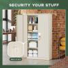 imageGreenvelly White Metal Storage Cabinet for Garage 72 Steel Locking Cabinet with Doors and 4 Shelves Tall Tool Organizer for Garage Systems Lockable File Storage for Home Office ClassroomGrey