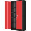 imageGreenvelly White Metal Storage Cabinet for Garage 72 Steel Locking Cabinet with Doors and 4 Shelves Tall Tool Organizer for Garage Systems Lockable File Storage for Home Office ClassroomBlack Red