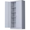 imageGreenvelly White Metal Storage Cabinet for Garage 72 Steel Locking Cabinet with Doors and 4 Shelves Tall Tool Organizer for Garage Systems Lockable File Storage for Home Office ClassroomDark Grey