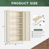 imageGreenvelly White Metal Storage Cabinet for Garage 72 Steel Locking Cabinet with Doors and 4 Shelves Tall Tool Organizer for Garage Systems Lockable File Storage for Home Office ClassroomGrey