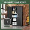 imageGreenvelly White Metal Storage Cabinet for Garage 72 Steel Locking Cabinet with Doors and 4 Shelves Tall Tool Organizer for Garage Systems Lockable File Storage for Home Office ClassroomBlack