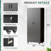 imageGreenvelly White Metal Storage Cabinet for Garage 72 Steel Locking Cabinet with Doors and 4 Shelves Tall Tool Organizer for Garage Systems Lockable File Storage for Home Office ClassroomBlack