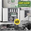 imageGreenvelly White Metal Storage Cabinet for Garage 72 Steel Locking Cabinet with Doors and 4 Shelves Tall Tool Organizer for Garage Systems Lockable File Storage for Home Office ClassroomGrey White