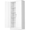imageGreenvelly White Metal Storage Cabinet for Garage 72 Steel Locking Cabinet with Doors and 4 Shelves Tall Tool Organizer for Garage Systems Lockable File Storage for Home Office ClassroomWhite