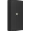 imageGreenvelly White Metal Storage Cabinet for Garage 72 Steel Locking Cabinet with Doors and 4 Shelves Tall Tool Organizer for Garage Systems Lockable File Storage for Home Office ClassroomBlack