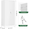 imageGreenvelly White Metal Storage Cabinet for Garage 72 Steel Locking Cabinet with Doors and 4 Shelves Tall Tool Organizer for Garage Systems Lockable File Storage for Home Office ClassroomWhite