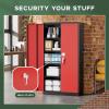 imageGreenvelly White Metal Storage Cabinet for Garage 72 Steel Locking Cabinet with Doors and 4 Shelves Tall Tool Organizer for Garage Systems Lockable File Storage for Home Office ClassroomBlack Red