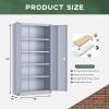 imageGreenvelly White Metal Storage Cabinet for Garage 72 Steel Locking Cabinet with Doors and 4 Shelves Tall Tool Organizer for Garage Systems Lockable File Storage for Home Office ClassroomDark Grey