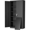 imageGreenvelly White Metal Storage Cabinet for Garage 72 Steel Locking Cabinet with Doors and 4 Shelves Tall Tool Organizer for Garage Systems Lockable File Storage for Home Office ClassroomBlack