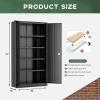 imageGreenvelly White Metal Storage Cabinet for Garage 72 Steel Locking Cabinet with Doors and 4 Shelves Tall Tool Organizer for Garage Systems Lockable File Storage for Home Office ClassroomBlack
