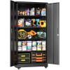 imageGreenvelly White Metal Storage Cabinet for Garage 72 Steel Locking Cabinet with Doors and 4 Shelves Tall Tool Organizer for Garage Systems Lockable File Storage for Home Office ClassroomBlack