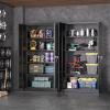 imageGreenvelly White Metal Storage Cabinet for Garage 72 Steel Locking Cabinet with Doors and 4 Shelves Tall Tool Organizer for Garage Systems Lockable File Storage for Home Office ClassroomBlack